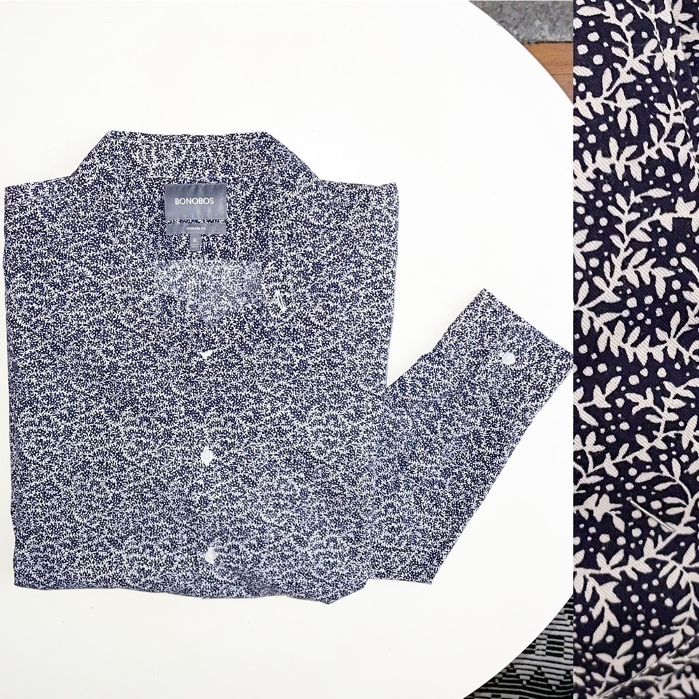 Bonobos Men’s Standard Fit Print Button Down Shirt Blue Size XL